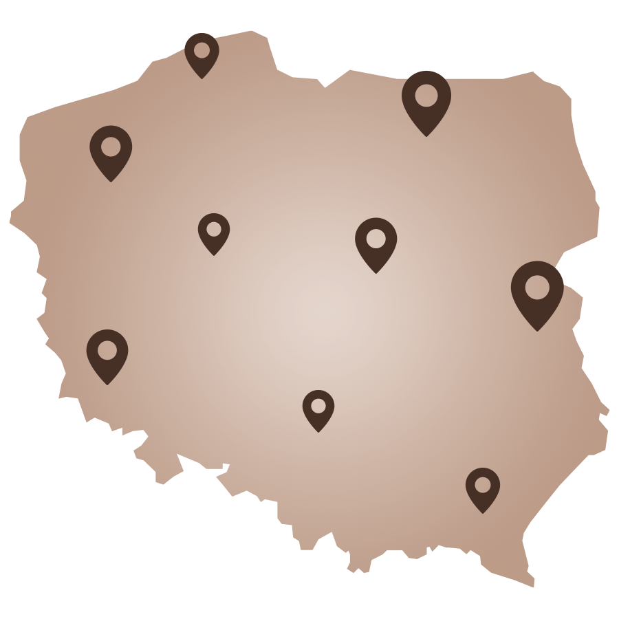 Poglądowa mapa z lokalami Segafredo